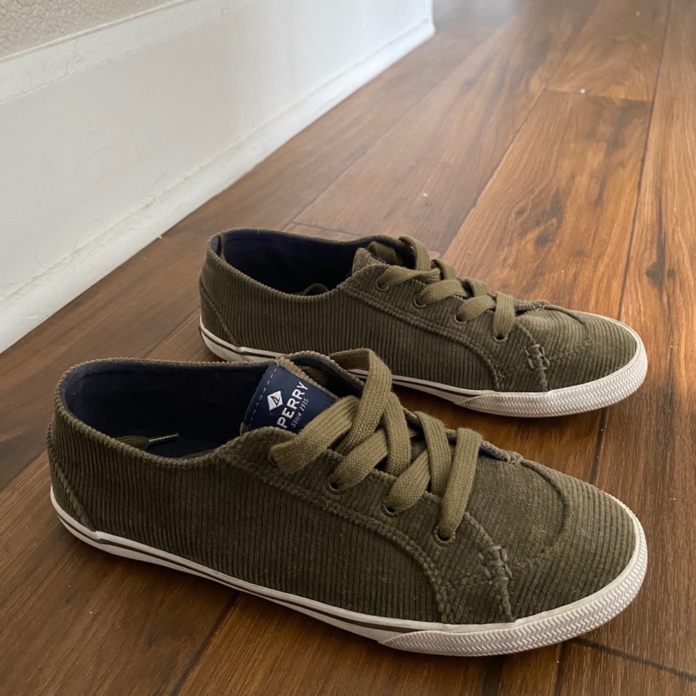 Green corduroy sneakers